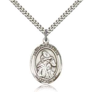 925 Sterling Silver St. Saint Isaiah Medal Pendant 1 x 3/4 Inches 