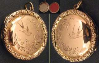CHARMING VICTORIAN LOVEBIRDS LOCKET IN 9CT ROSE GOLD AND LOVELY 