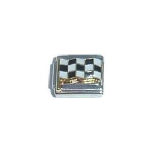   Charming Waving Racing Flags Italian Charm Bracelet Link: Jewelry