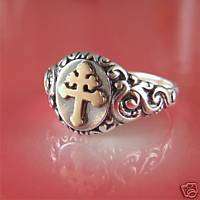 Cross Of Lorraine Ladys Ring   Sterling & 14K (Mold6)  