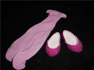 American Girl Today JLY Retired 2004 Sweet Sequins Shoes Pink Tights 