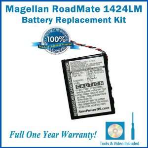  Battery Replacement Kit for Magellan RoadMate 1424 LM with 