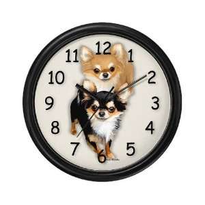  Chihuahua Long Coat Duo Pets Wall Clock by  