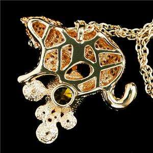 Animal Leopard Ball Necklace Pendant Swarovski Crystal  