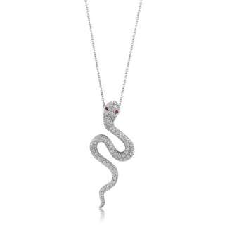 SNAKE PENDANT IN CZ STERLING SILVER 925 NECKLACE NEW  