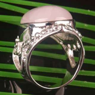 Rose Quartz Gemstone Oval Bead Finger Ring Size 9  