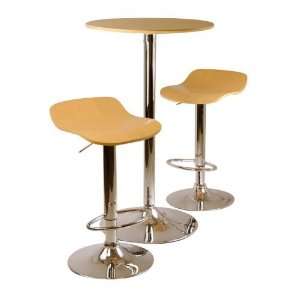  Kallie 3 pc Pub Table and Stools Set in Natural: Furniture 