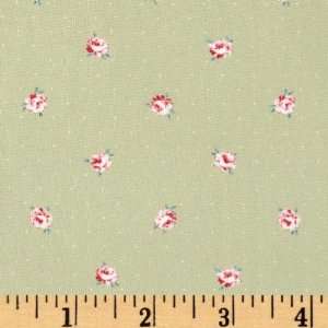   Fleur Tiny Roses Dots Green Fabric By The Yard: Arts, Crafts & Sewing