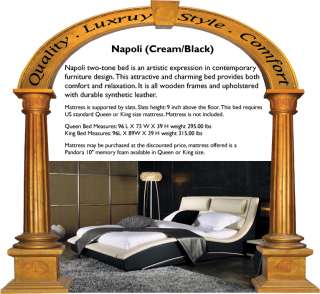 Napoli Contemporary Platform Bed (Cream/Black   King Size)  