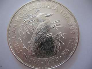 OZ.999 5 DOLLAR 1990 KOOKABURRA AUSTRALIA QUEEN ELIZABETH II COIN 