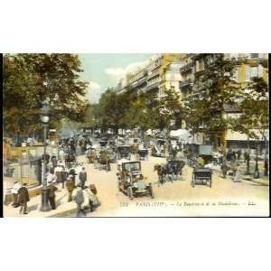   Vintage Color French Postcard   Paris Madeleine Blvd. 