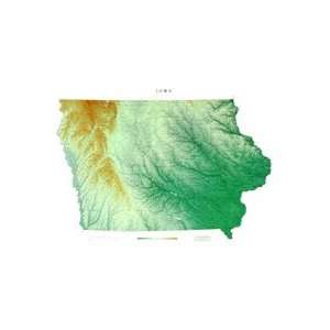  Iowa Topographic Wall Map by Raven Maps, Print on Paper 