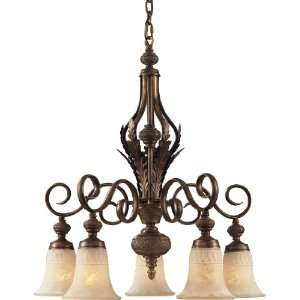  5 LIGHT CHANDELIER IN A WEATHERED UMBER FINISH