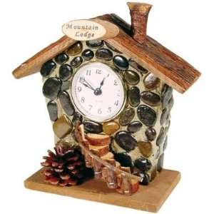    Crafted Rustic Wood & Stone Mountain Lodge Clock 7