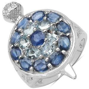  3.30 ct. t.w. Aquamarine and Blue Sapphire Ring in 