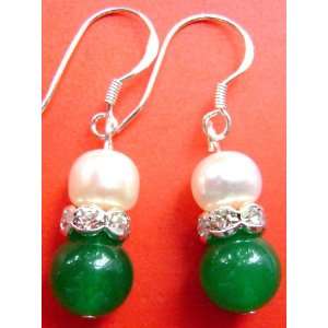  Pair Of Green Jade Pearl Beads Earrings: Everything Else