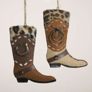   Cowboy Boot with Animal Print Christmas Ornaments 5