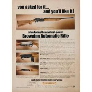  1967 Ad Browning Semi Automatic Sporter Rifle Gun 