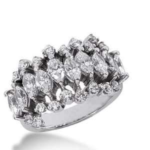 Diamond Wedding Ring 18 Round Stone 0.03 ct 10 Marquise Cut 0.20 ct 