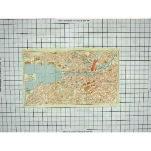  Antique Map Street Plan Zurich Switzerland Limmat