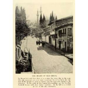  1933 Print Turkey Bursa City Street Cypress Trees Cemetery 