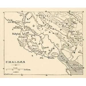 1903 Print Ancient Chadea Map Thuillier Umliash Zagros Kashshi Babylon 