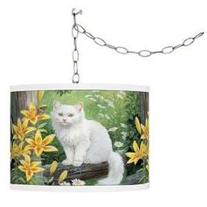  Cat and Butterfly Giclee Swag Style Plug In Chandelier 