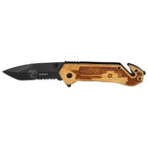  3.25 Rex Marine Spring Assisted Rescue Knife   Wood 