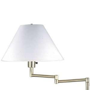  Swing Arm Wall Lamp with White Shade in Brushed Brass 