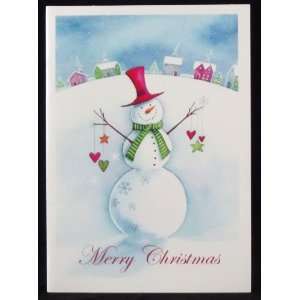 Happy Snowman Holiday Christmas Cards, 18 Cards with Coordinating 
