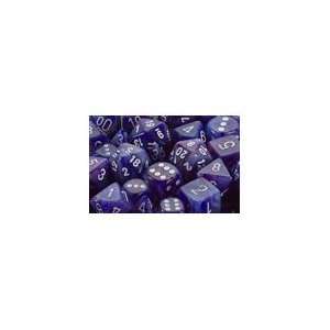 Polyhedral 7 Die Phantom Dice Set   Purple with White 