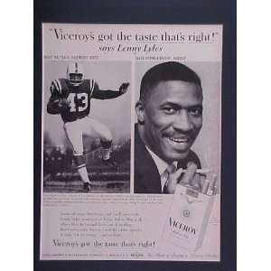 Lenny Lyles Baltimore Colts 1963 Viceroy Cigarettes Advertisement 