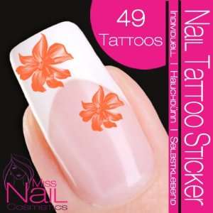  Nail Tattoo Sticker Blossom / Flower   orange: Beauty