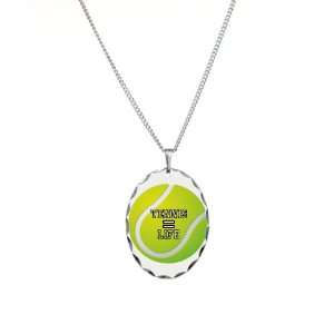   Necklace Oval Charm Tennis Equals Life: Artsmith Inc: Jewelry