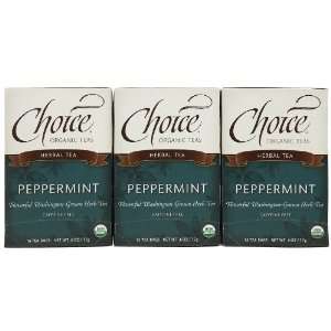 Choice Tea Peppermint Herb Tea, 16 ct, 3 pk:  Grocery 