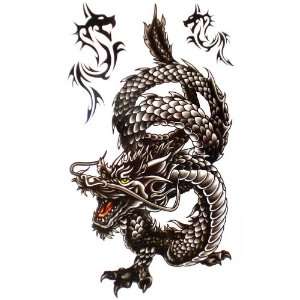   Horse Cool and waterproof black dragon tattoo sticker for men: Beauty