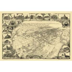  SANTA BARBARA CALIFORNIA (CA) PANORAMIC MAP 1898