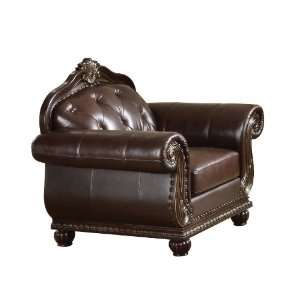    ACME Top Grain Leather Chair, Dark Brown Leather: Home & Kitchen