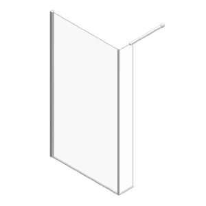   Glass Walk In Frameless Shower Door with Freestanding Fixed Side Panel