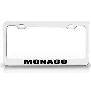 MONACO Country Steel Auto License Plate Frame Tag Holder White/Black