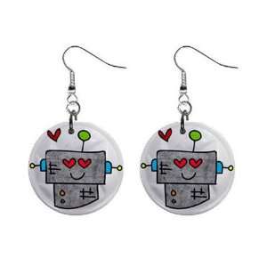 ROBOT CARTOON Design Dangle Earrings Jewelry 1 inch Buttons 21495433
