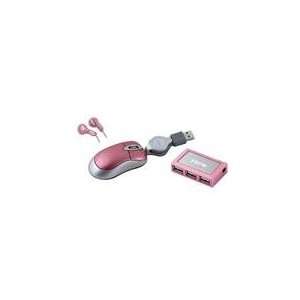  iHome IH B938NP Pink Wired Optical Retractable Netbook Mouse 
