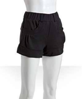 Casual Couture by Green Envelope black jersey pleated pocket shorts 