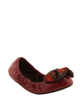 Prada Prada Sport red quilted patent leather plaid bow flats