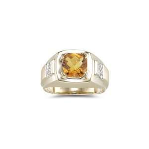  0.04 Ct Diamond & 1.59 Cts Citrine Ring in 14K Yellow Gold 