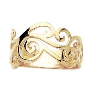    18K Gold Plated Spirals Filigree Band Ring   Size 9 Jewelry