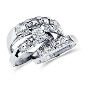 Diamond Engagement Rings Set Wedding Bands White Gold Men Ladies .10ct 