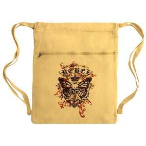  Messenger Bag Sack Pack Yellow Rebel Butterfly Skull Goth 