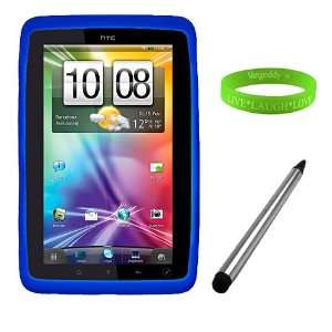  Ultra Smooth Blue Silicone Skin for HTC Flyer + Vangoddy Live 
