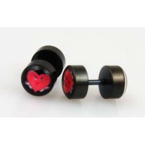  Pair of Anodized Stud Earrings Stainless Steel Fake Plugs 
